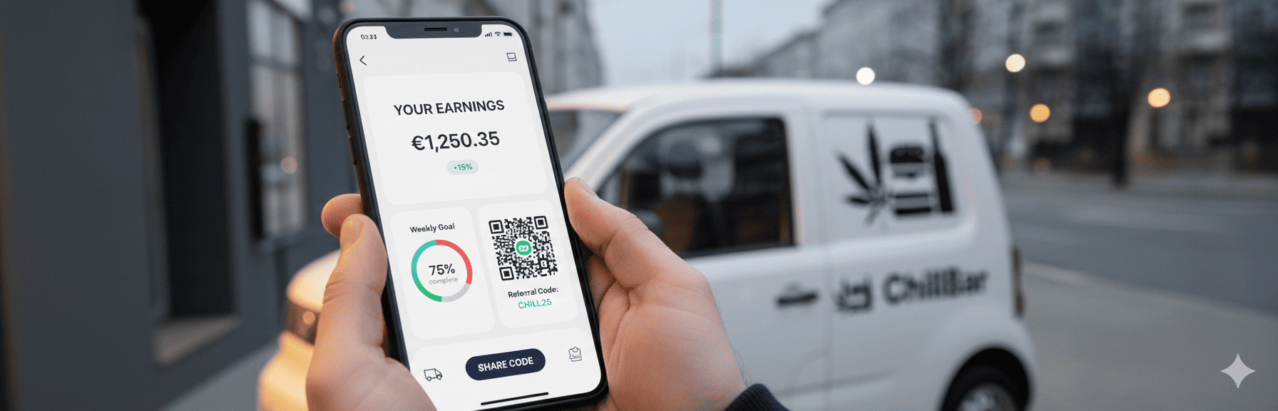 Affiliate checking ChillBar earnings on phone